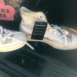 Brand New silver high top Converse - waterproof